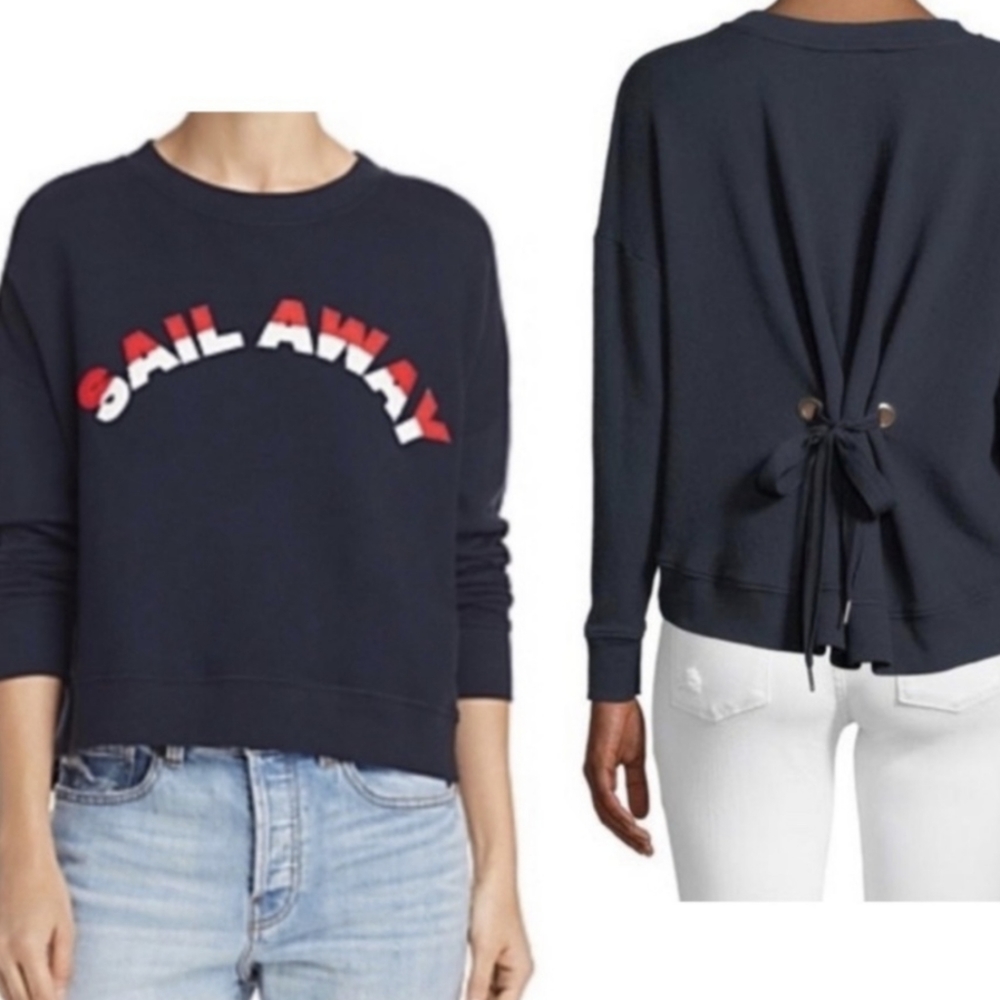 JOIE Lenexa Sail Away Nautical Tie Back Sweatshirt